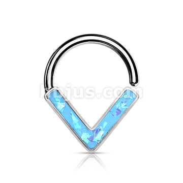 Opal GlitterChevron Front Facing All 316L Surgical Steel Bendable Hoop Ring for Daith, Cartilage, Nose Septum and More - Image 7