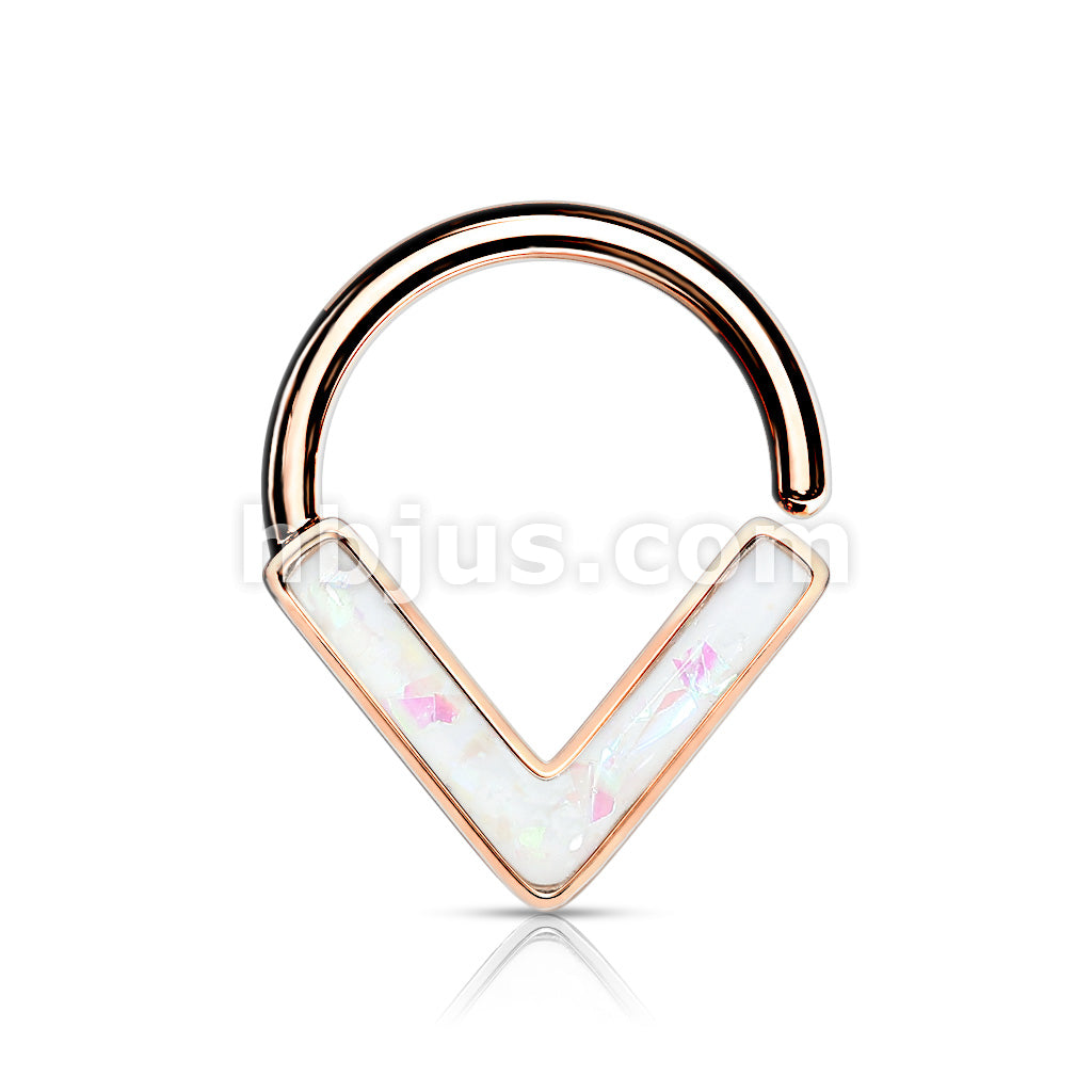 Opal GlitterChevron Front Facing All 316L Surgical Steel Bendable Hoop Ring for Daith, Cartilage, Nose Septum and More - Image 8