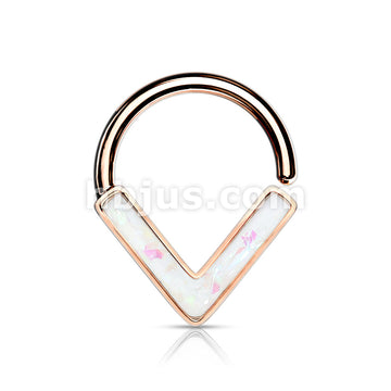 Opal GlitterChevron Front Facing All 316L Surgical Steel Bendable Hoop Ring for Daith, Cartilage, Nose Septum and More - Image 8