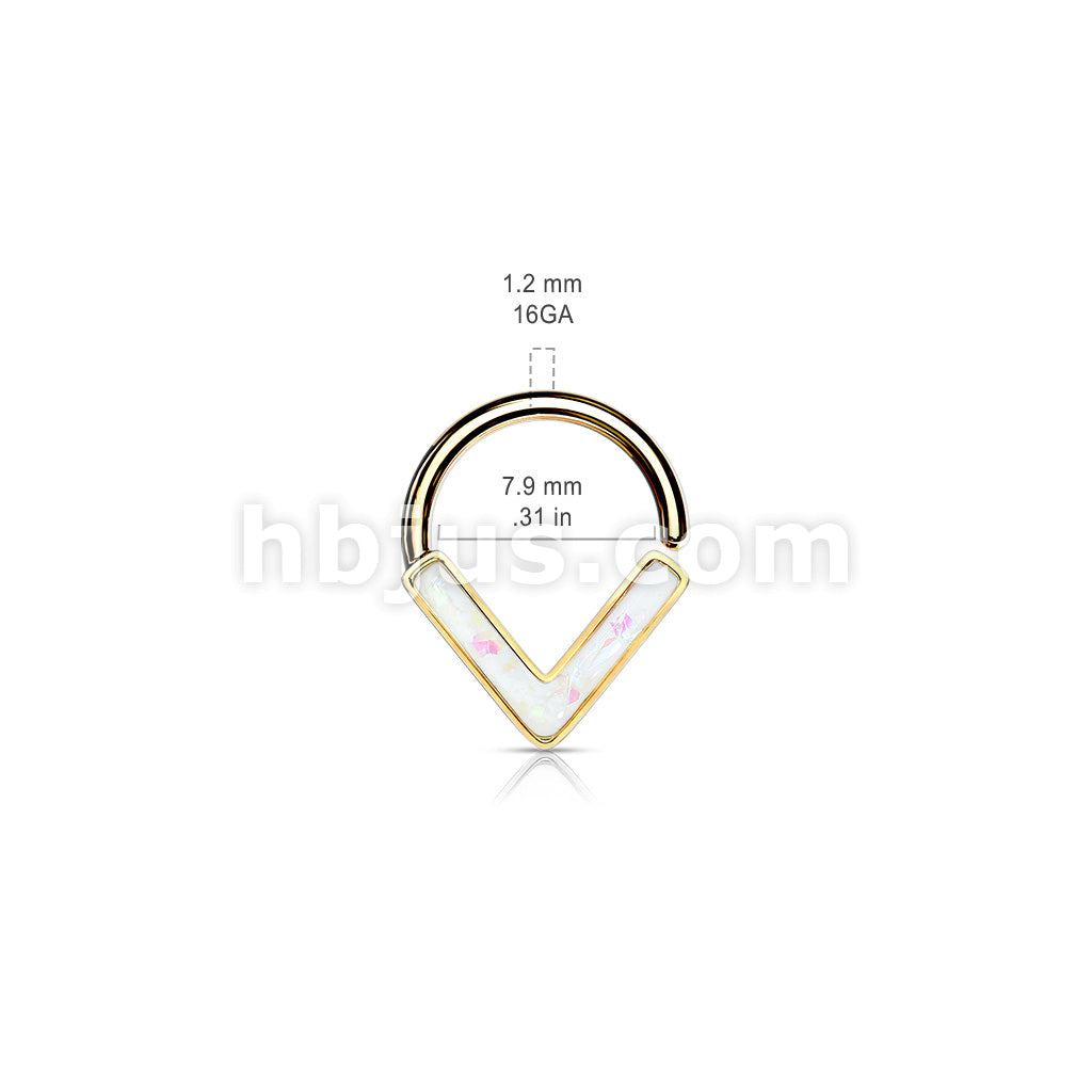 Opal GlitterChevron Front Facing All 316L Surgical Steel Bendable Hoop Ring for Daith, Cartilage, Nose Septum and More - Image 10