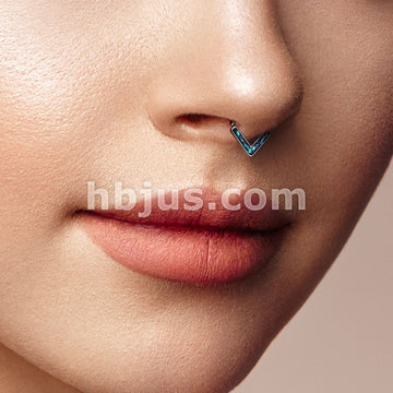 Opal GlitterChevron Front Facing All 316L Surgical Steel Bendable Hoop Ring for Daith, Cartilage, Nose Septum and More - Image 12
