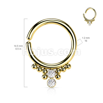 All 316L Surgical Steel Bendable Hoop Ring With 2 Round CZ Flat Balls and Cluster Beads - Image 5
