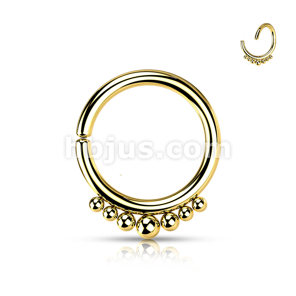 All 316L Surgical Steel Bendable Hoop Ring With Outer Graduated Balls for Cartilage, Nose, Septum and More - Image 4