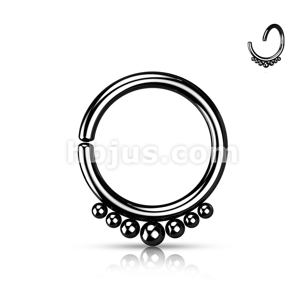 All 316L Surgical Steel Bendable Hoop Ring With Outer Graduated Balls for Cartilage, Nose, Septum and More - Image 5