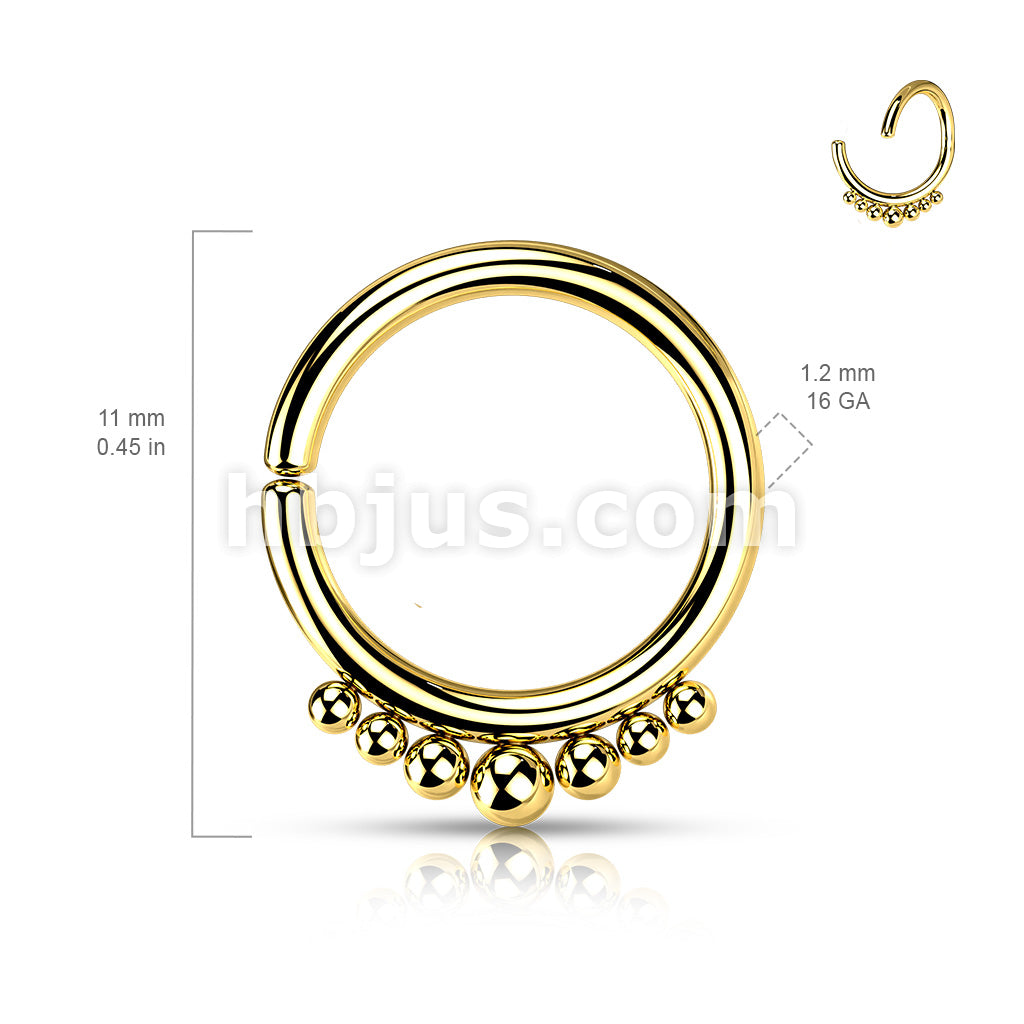 All 316L Surgical Steel Bendable Hoop Ring With Outer Graduated Balls for Cartilage, Nose, Septum and More - Image 7
