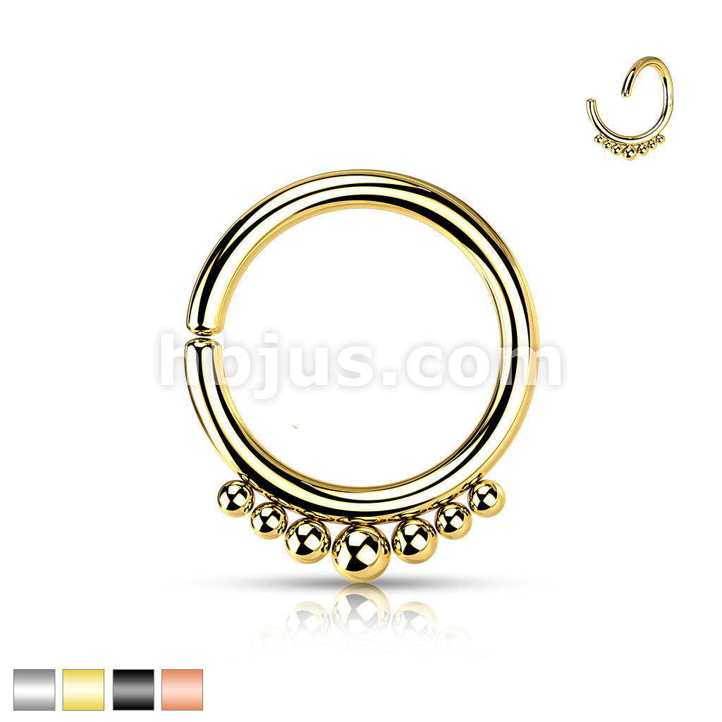 All 316L Surgical Steel Bendable Hoop Ring With Outer Graduated Balls for Cartilage, Nose, Septum and More - Image 2