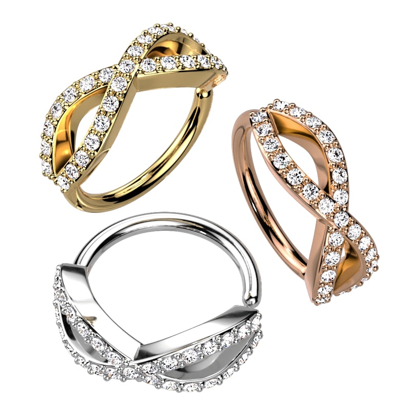 Brass CZ Pave Infinite Bendable Hoop for Septum, Daith, Ear Cartilage,...