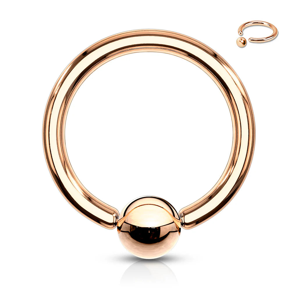 Rose Gold IP Over 316L Surgical Steel Captive Bead Ring