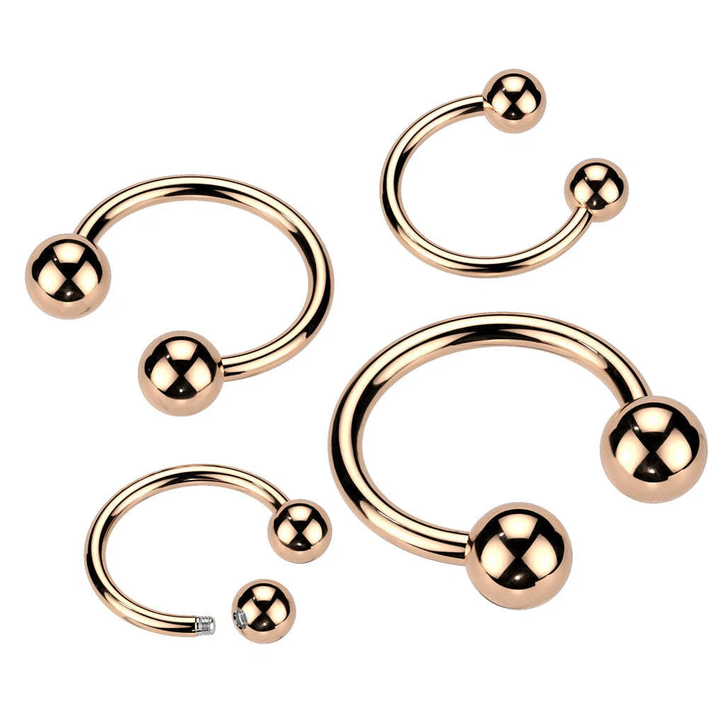 Rose Gold IP Over 316L Surgical Steel Horseshoe Circular Barbell Ring