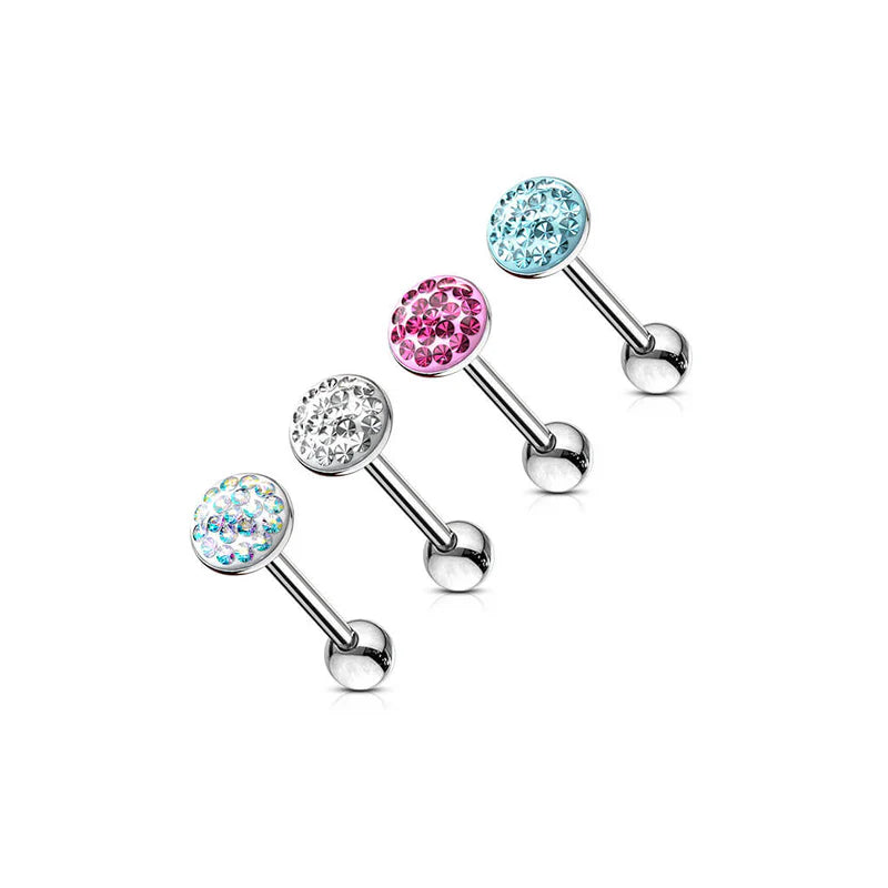 Round Paved-Crystal on 316L Surgical Steel Barbell