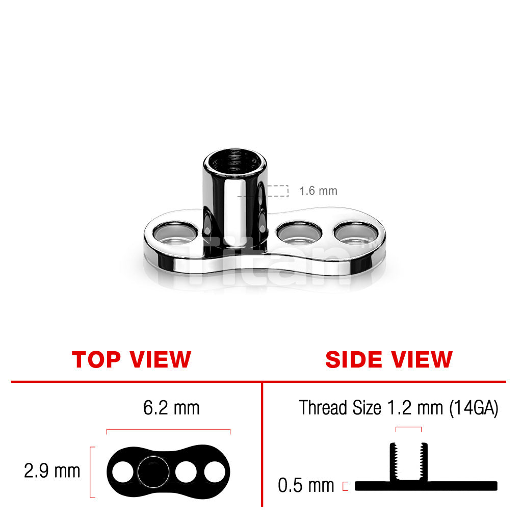 Implant Grade Titanium Internally Threaded 3 Hole Dermal Anchor  - Image 4