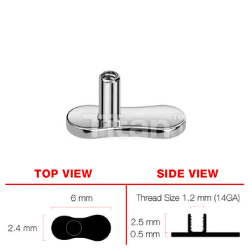 Implant Grade Titanium Internally Threaded No Hole Dermal Anchor With 2.5mm Rise - Image 4