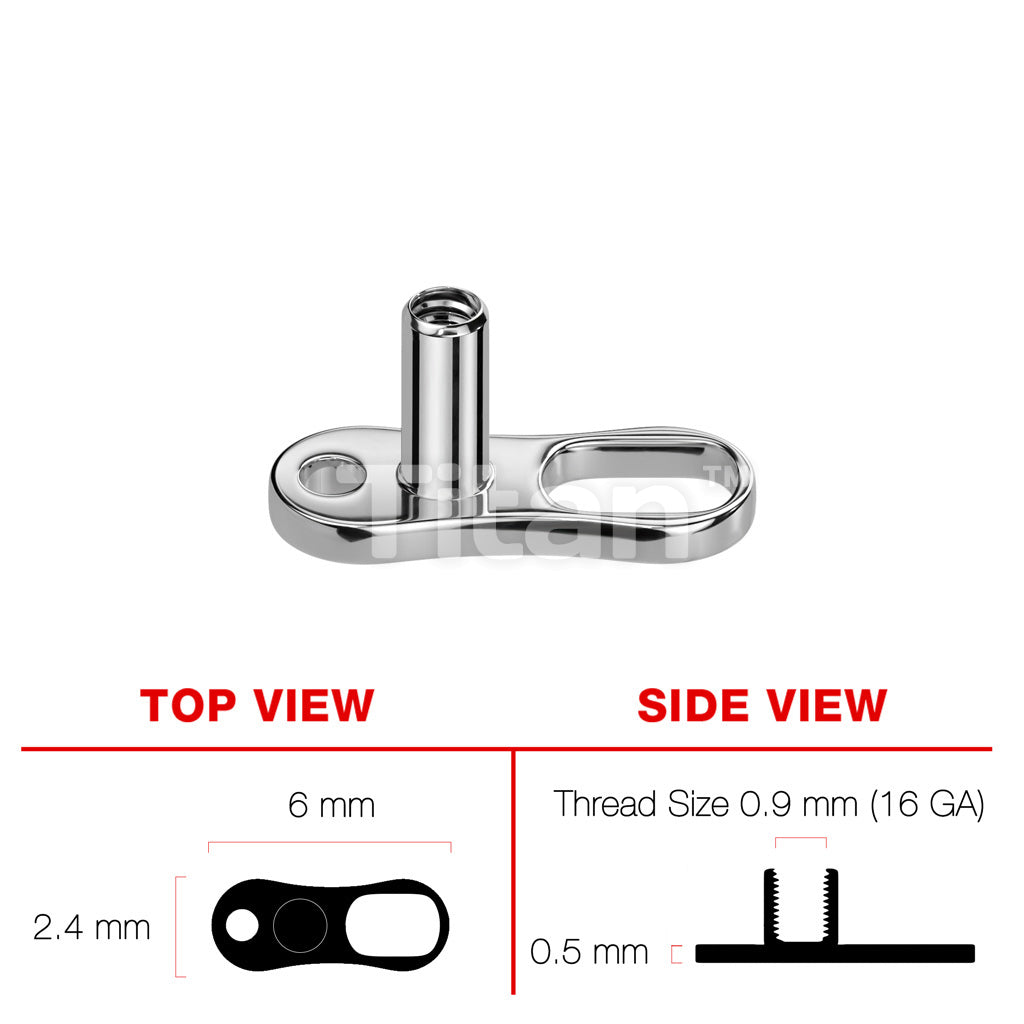 Implant Grade Titanium Internally Threaded 2 Hole Dermal Anchor. 2mm, 2.5mm and 3mm Rise - Image 3