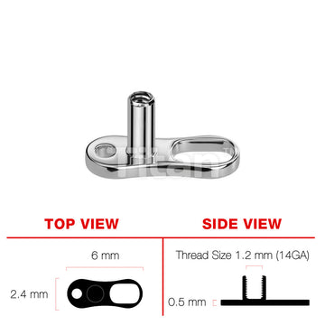 Implant Grade Titanium Internally Threaded 2 Hole Dermal Anchor. 2mm, 2.5mm and 3mm Rise - Image 4