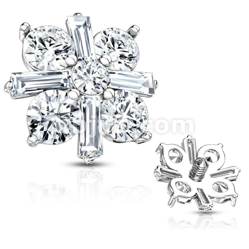 316L Surgical Steel Princess Cut CZ Crossed CZ Square Internally... - Image 3