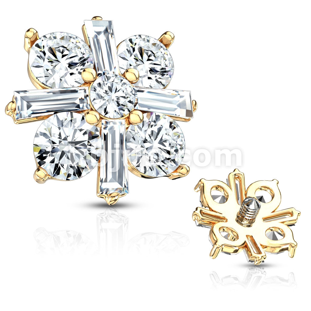 316L Surgical Steel Princess Cut CZ Crossed CZ Square Internally... - Image 4