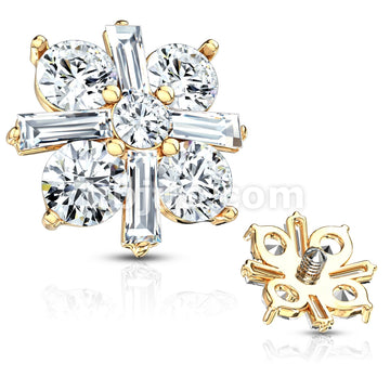316L Surgical Steel Princess Cut CZ Crossed CZ Square Internally... - Image 4