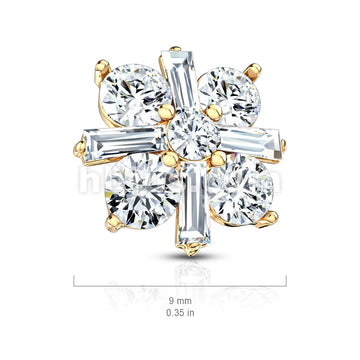 316L Surgical Steel Princess Cut CZ Crossed CZ Square Internally... - Image 6