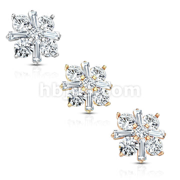 316L Surgical Steel Princess Cut CZ Crossed CZ Square Internally... - Image 7