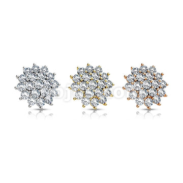 316L Surgical Steel CZ Paved Sunburst Internally Threaded Dermal Tops - Image 7