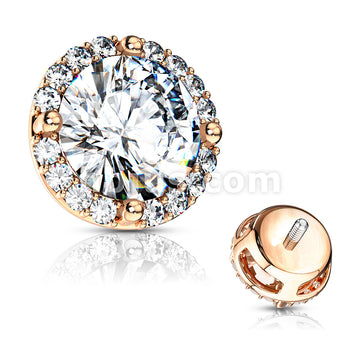 316L Surgical Steel Round Prong Set CZ Center with CZ Around Internal... - Image 7
