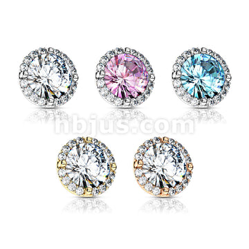 316L Surgical Steel Round Prong Set CZ Center with CZ Around Internal... - Image 9