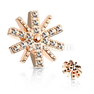316L Surgical Steel CZ Paved Snow Flake Inteernal Thread Dermal Anchor Top - Image 5