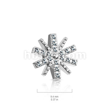 316L Surgical Steel CZ Paved Snow Flake Inteernal Thread Dermal Anchor Top - Image 6