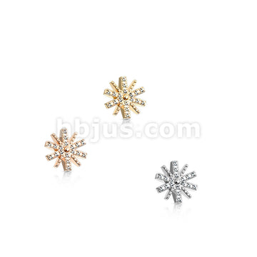 316L Surgical Steel CZ Paved Snow Flake Inteernal Thread Dermal Anchor Top - Image 7