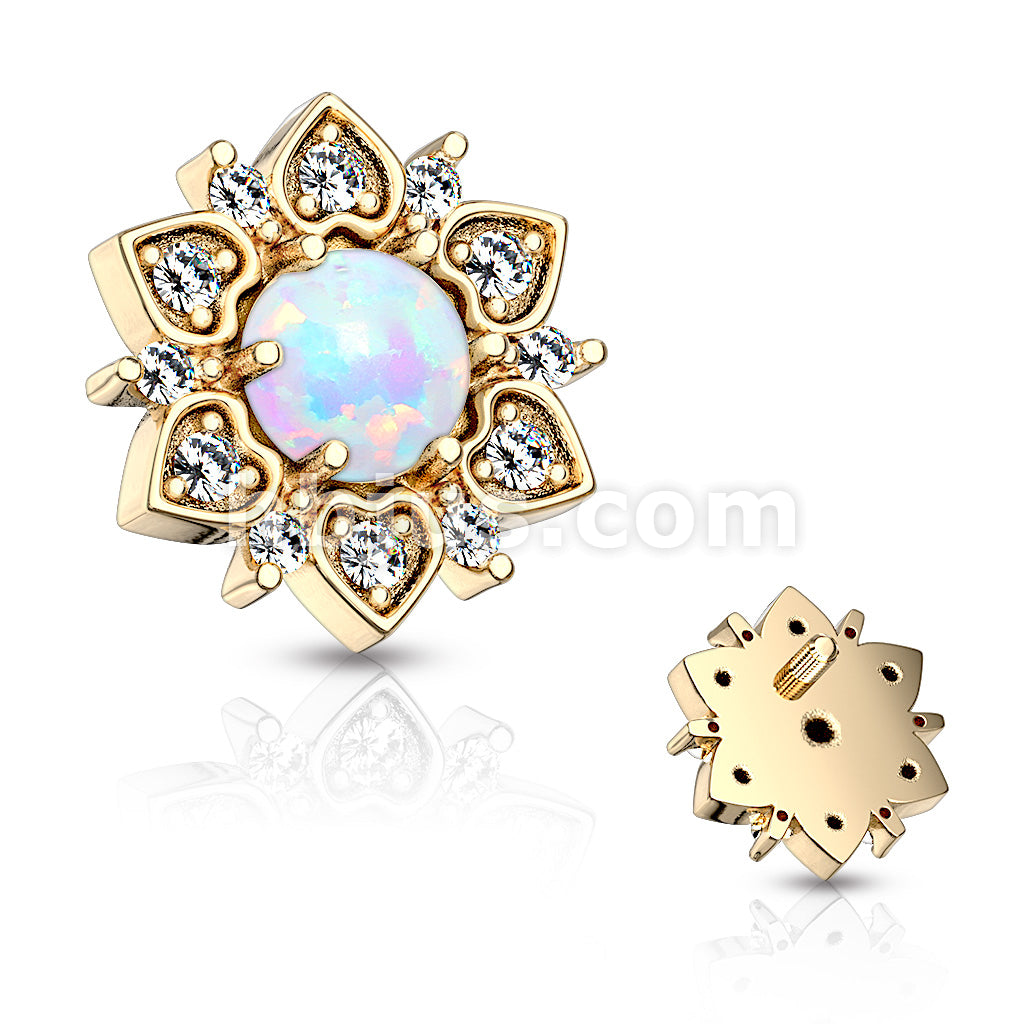 316L Surgical Steel CZ Flower With Opal Center Internally Threaded... - Image 3