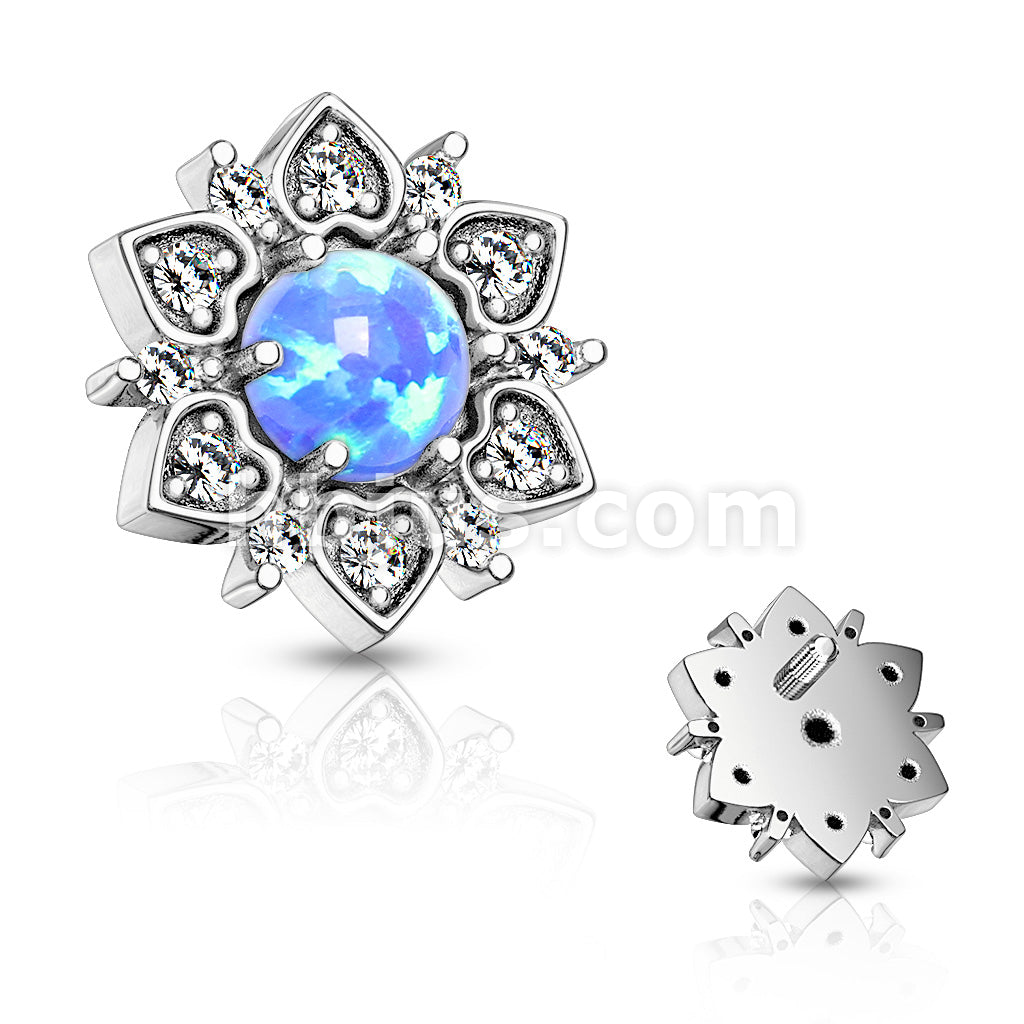 316L Surgical Steel CZ Flower With Opal Center Internally Threaded... - Image 4