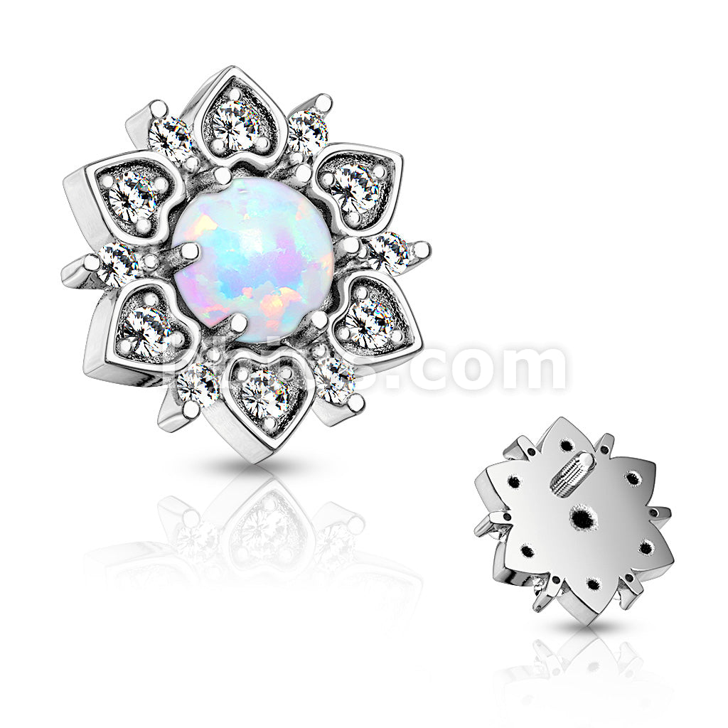 316L Surgical Steel CZ Flower With Opal Center Internally Threaded... - Image 5