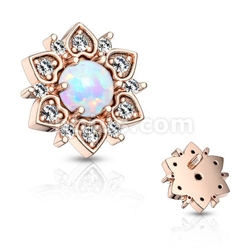 316L Surgical Steel CZ Flower With Opal Center Internally Threaded... - Image 7