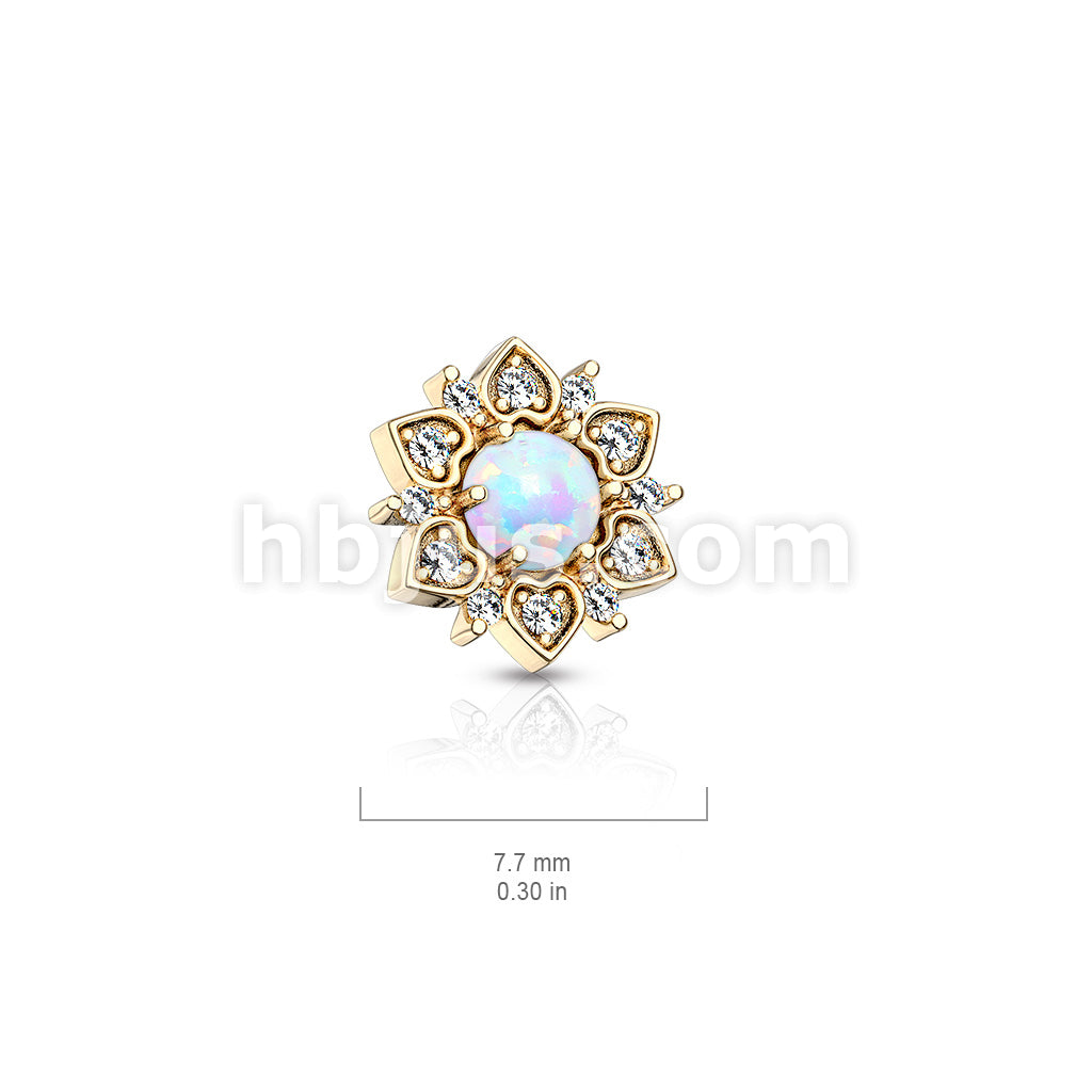 316L Surgical Steel CZ Flower With Opal Center Internally Threaded... - Image 8