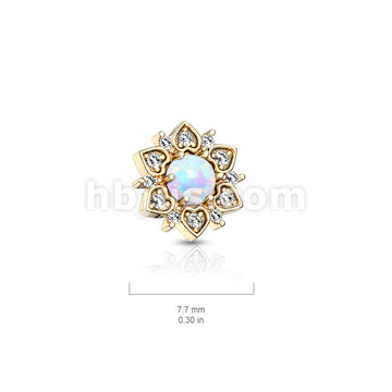 316L Surgical Steel CZ Flower With Opal Center Internally Threaded... - Image 8