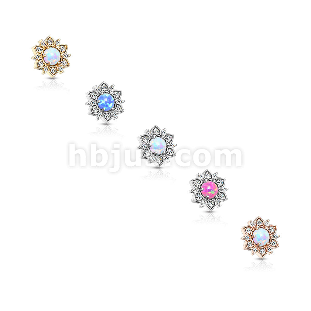 316L Surgical Steel CZ Flower With Opal Center Internally Threaded... - Image 9