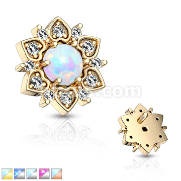 316L Surgical Steel CZ Flower With Opal Center Internally Threaded... - Image 2