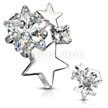 316L Surgical Steel CZ Cluster Stars Internally Threaded Dermal Anchor Tops - Image 3