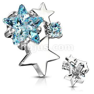 316L Surgical Steel CZ Cluster Stars Internally Threaded Dermal Anchor Tops - Image 5