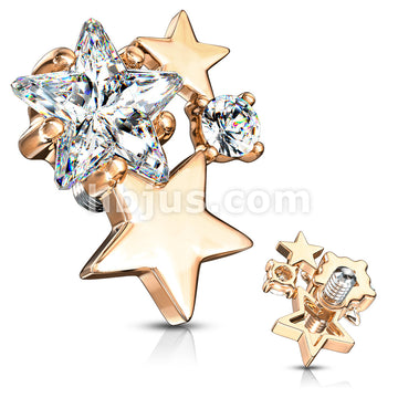316L Surgical Steel CZ Cluster Stars Internally Threaded Dermal Anchor Tops - Image 6