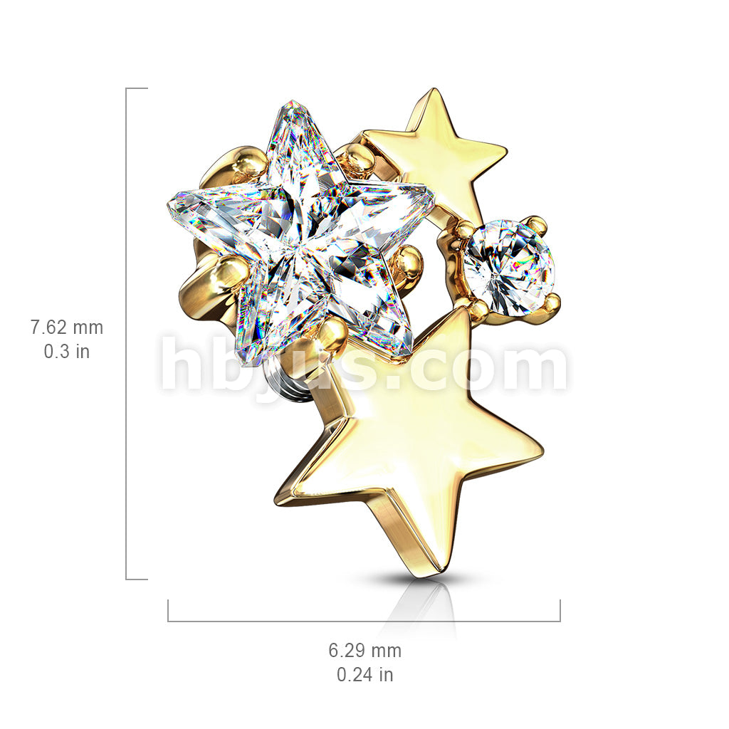 316L Surgical Steel CZ Cluster Stars Internally Threaded Dermal Anchor Tops - Image 7