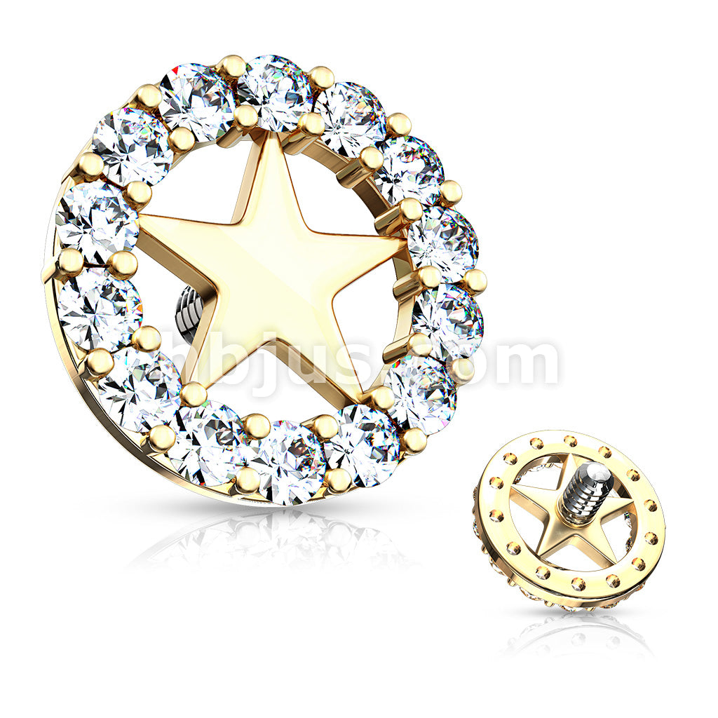 316L Surgical Steel CZ Paved Circle Outlined Star Center Internal... - Image 4
