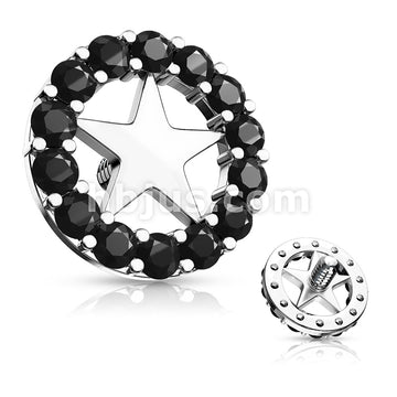 316L Surgical Steel CZ Paved Circle Outlined Star Center Internal... - Image 5