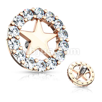 316L Surgical Steel CZ Paved Circle Outlined Star Center Internal... - Image 6