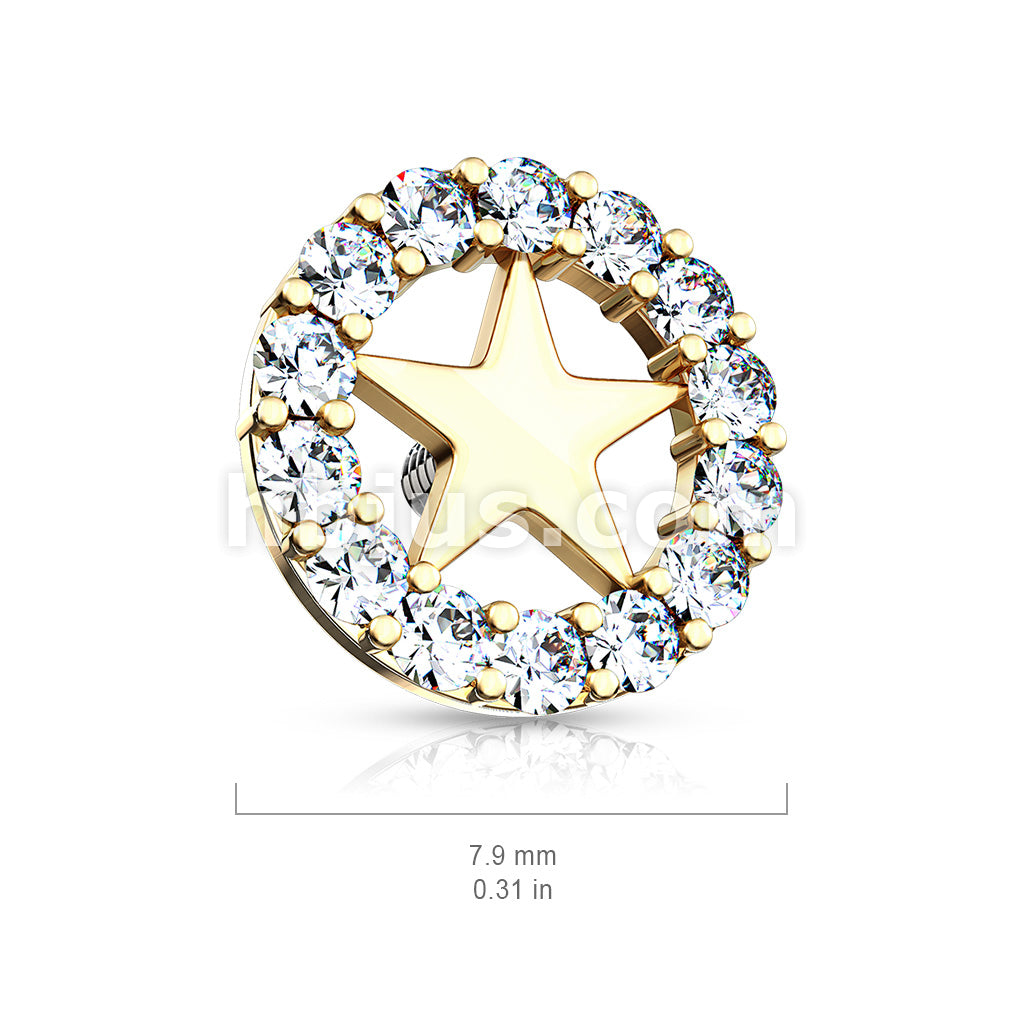 316L Surgical Steel CZ Paved Circle Outlined Star Center Internal... - Image 7