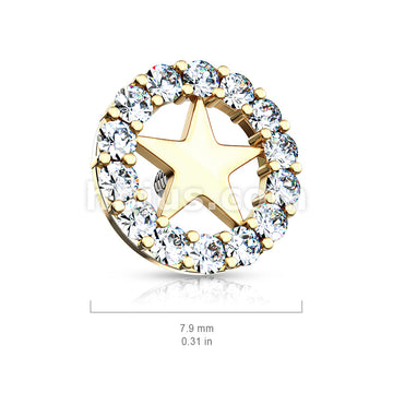 316L Surgical Steel CZ Paved Circle Outlined Star Center Internal... - Image 7