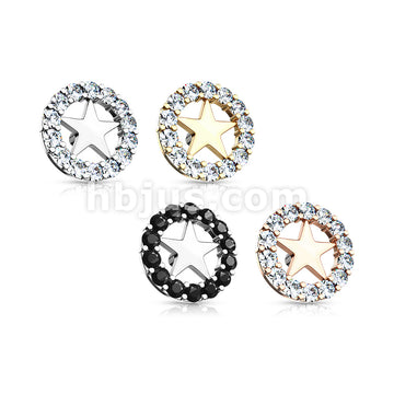 316L Surgical Steel CZ Paved Circle Outlined Star Center Internal... - Image 8