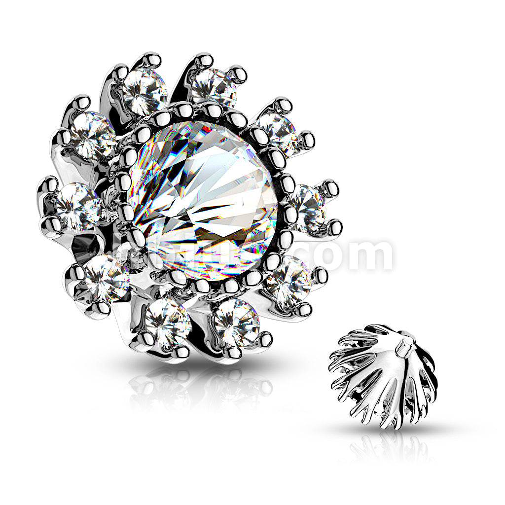316L Surgical Steel CZ Surround Double Tiered Round CZ Centered... - Image 4