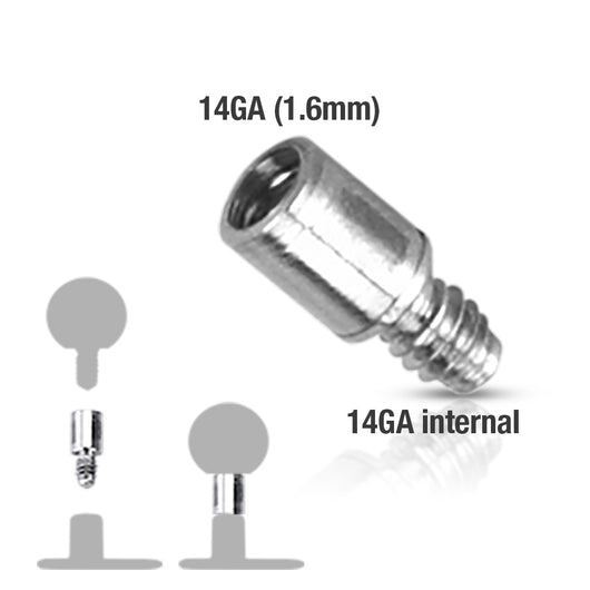 Dermal Anchor Extension Gauge Post for Threaded Post Internal Tops 316L Surgical Steel