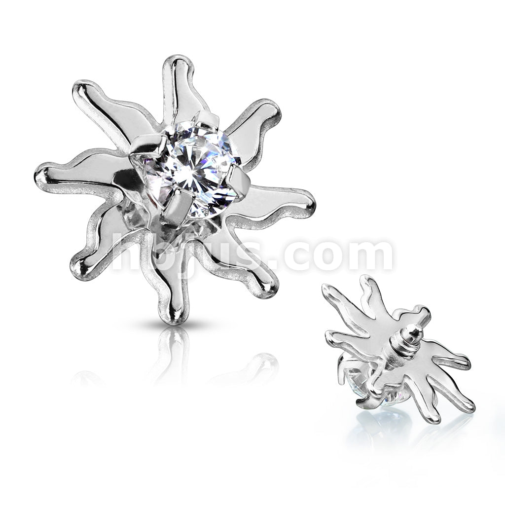 Clear CZ Centered Tribal Sun Internally Threaded 316L Surgical Steel... - Image 2
